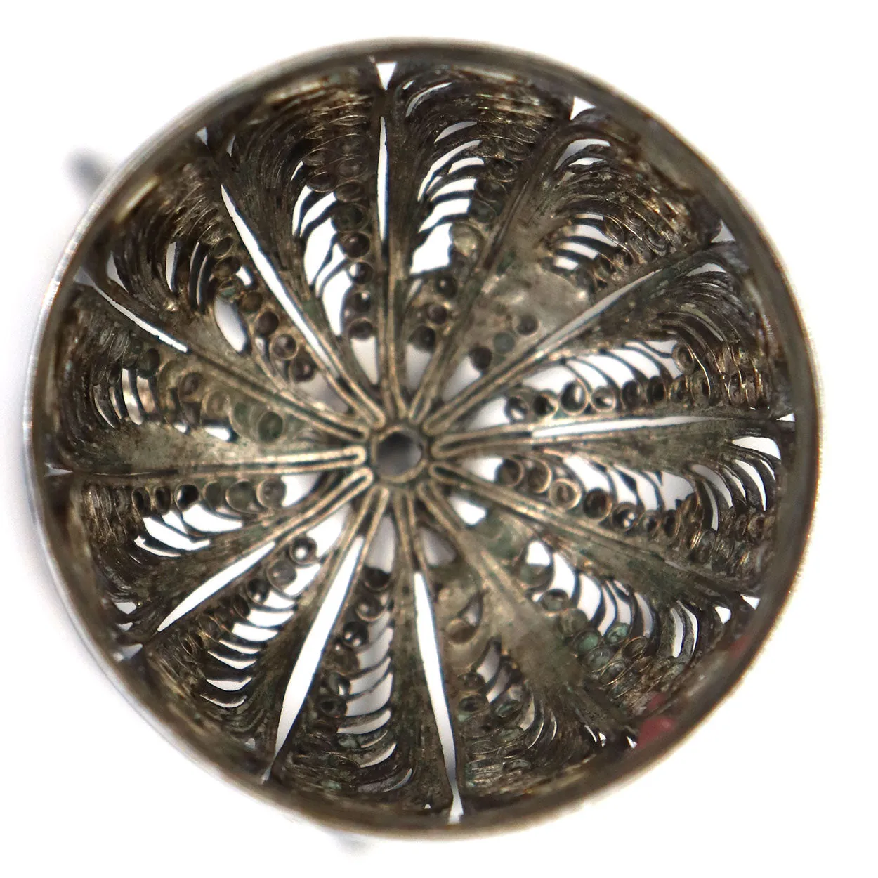 Vintage Judaica Silver Filagree Besamim Spice Box on Stand