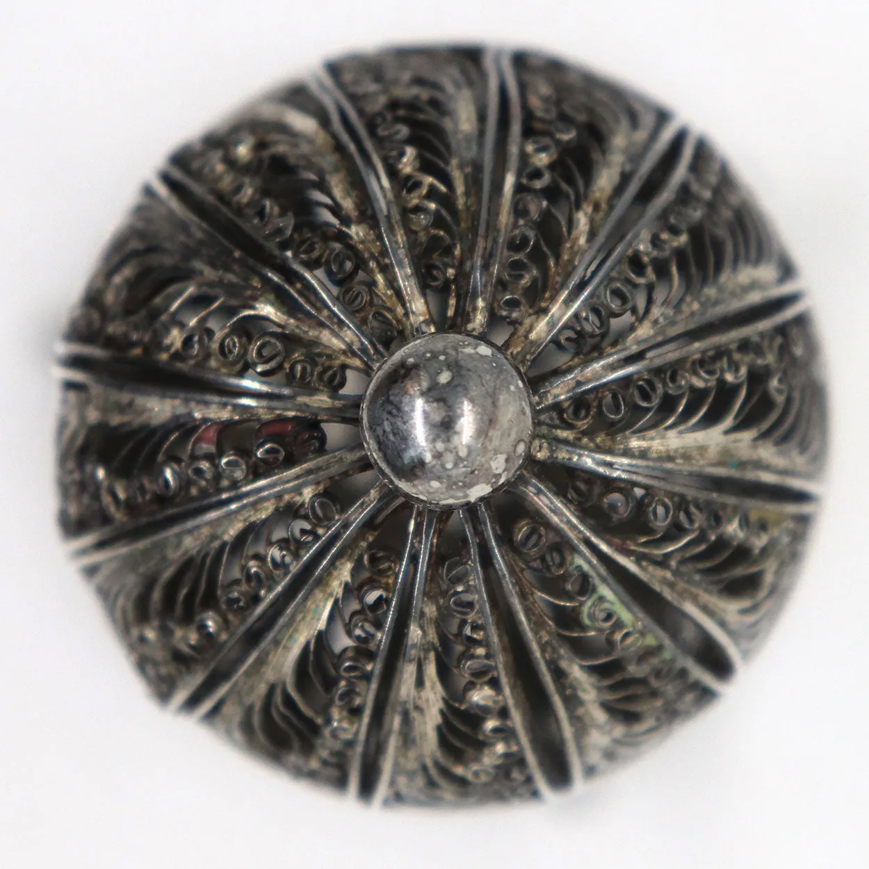 Vintage Judaica Silver Filagree Besamim Spice Box on Stand
