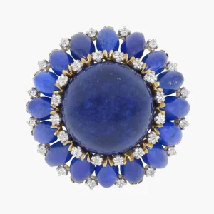 Vintage Lapis Lazuli Domed Cabochon Cocktail Ring