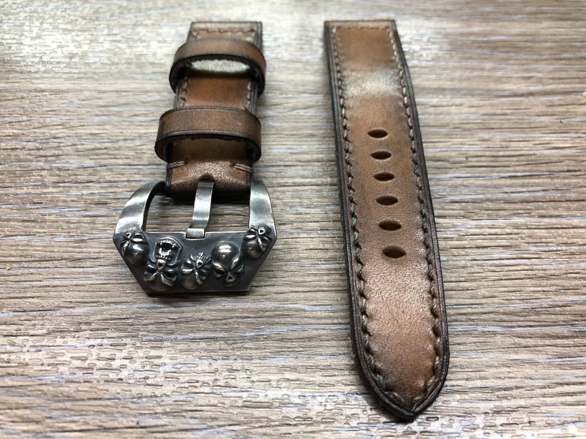 Vintage Leather Watch Strap 24mm, Retro Watch Strap 26mm, Ageing Brown Leather Watch Band, 26mm Brown Leather Watch Strap for Vintage Lover
