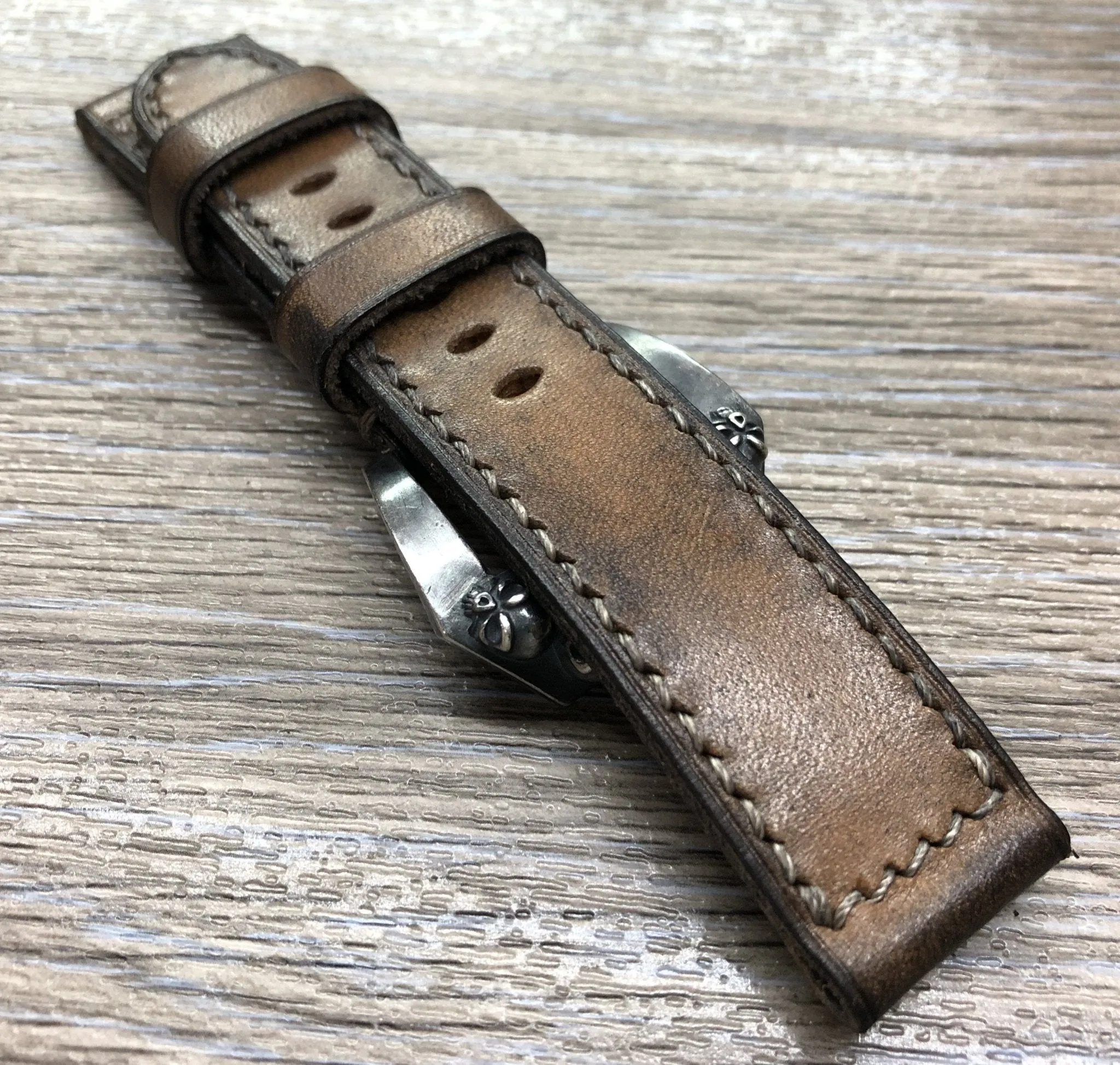 Vintage Leather Watch Strap 24mm, Retro Watch Strap 26mm, Ageing Brown Leather Watch Band, 26mm Brown Leather Watch Strap for Vintage Lover