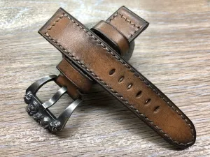 Vintage Leather Watch Strap 24mm, Retro Watch Strap 26mm, Ageing Brown Leather Watch Band, 26mm Brown Leather Watch Strap for Vintage Lover