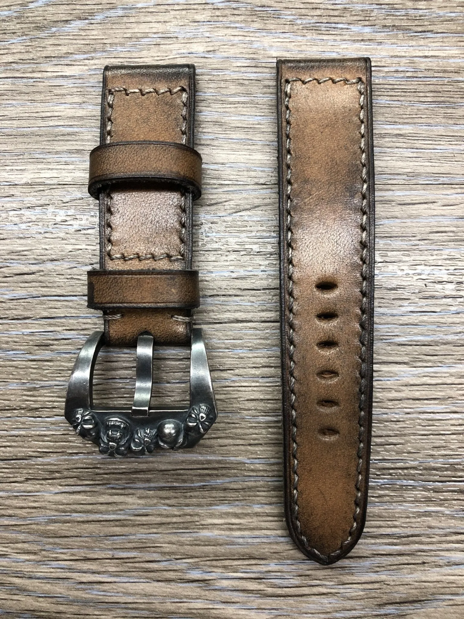 Vintage Leather Watch Strap 24mm, Retro Watch Strap 26mm, Ageing Brown Leather Watch Band, 26mm Brown Leather Watch Strap for Vintage Lover