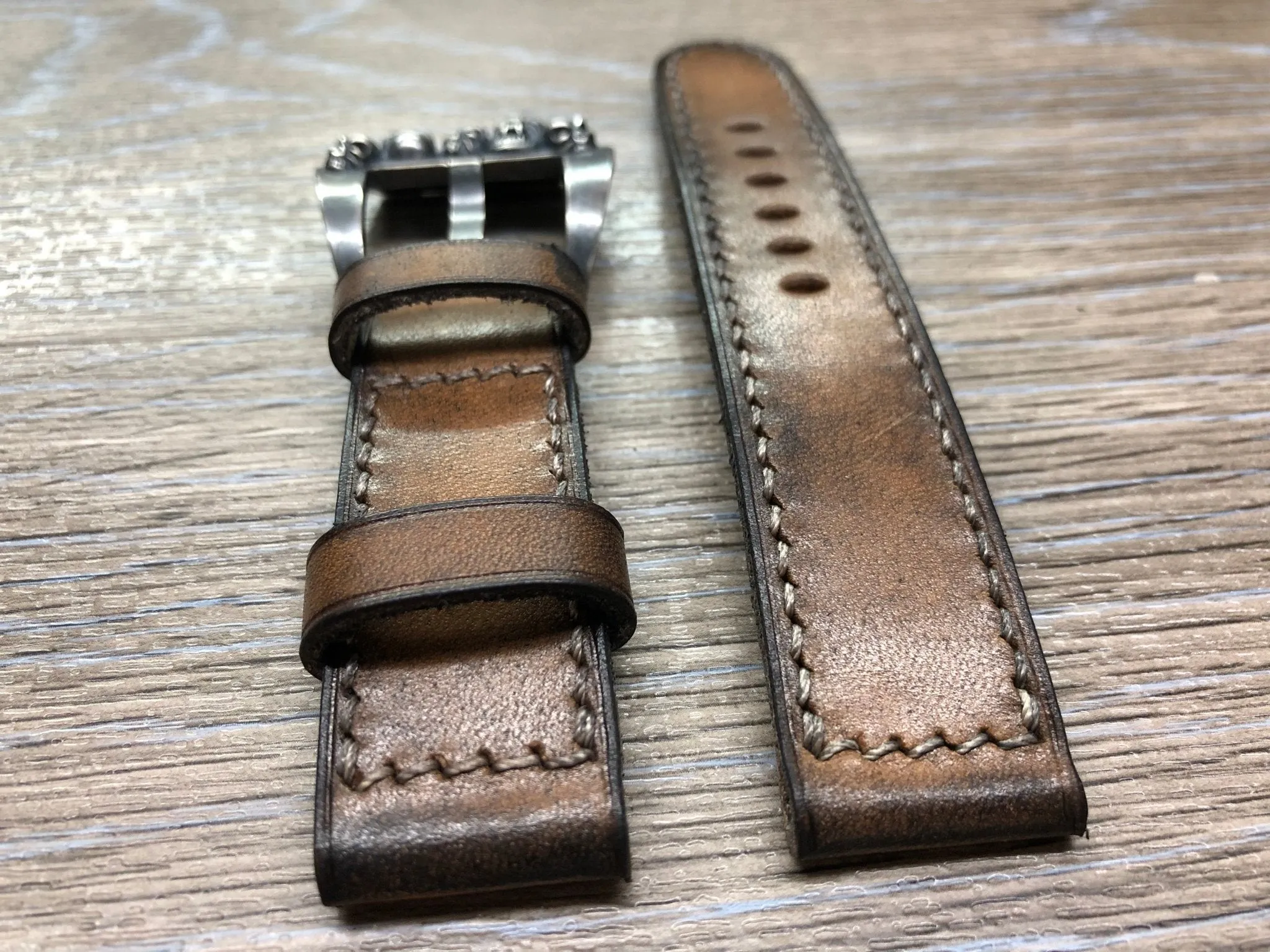Vintage Leather Watch Strap 24mm, Retro Watch Strap 26mm, Ageing Brown Leather Watch Band, 26mm Brown Leather Watch Strap for Vintage Lover