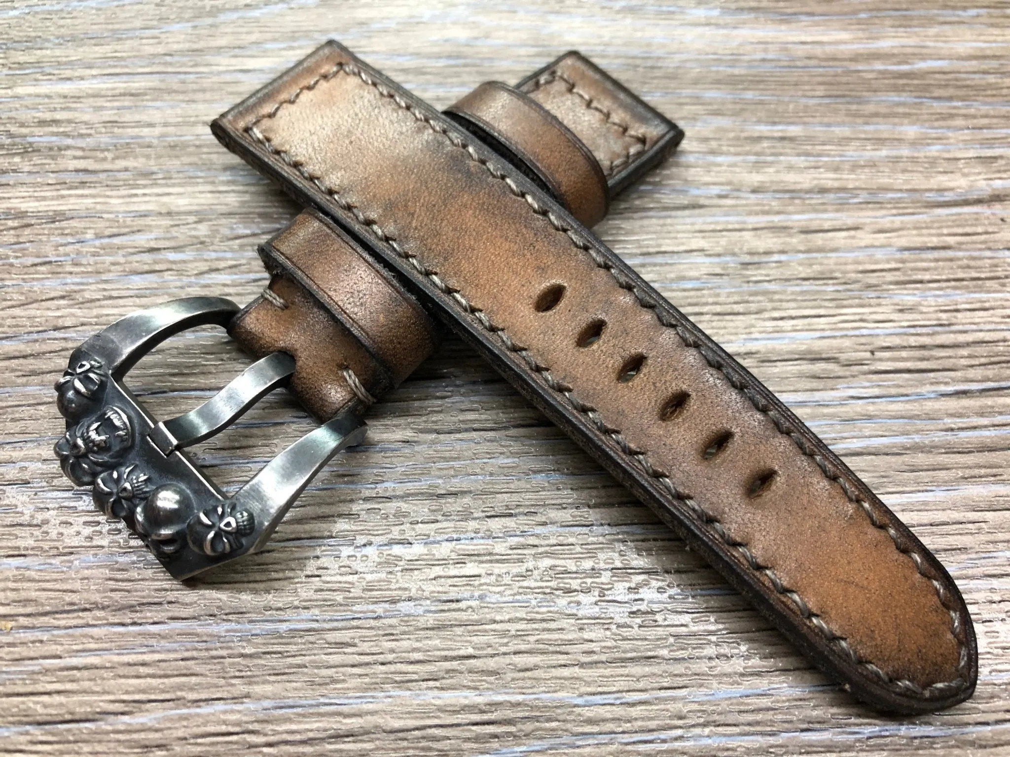 Vintage Leather Watch Strap 24mm, Retro Watch Strap 26mm, Ageing Brown Leather Watch Band, 26mm Brown Leather Watch Strap for Vintage Lover