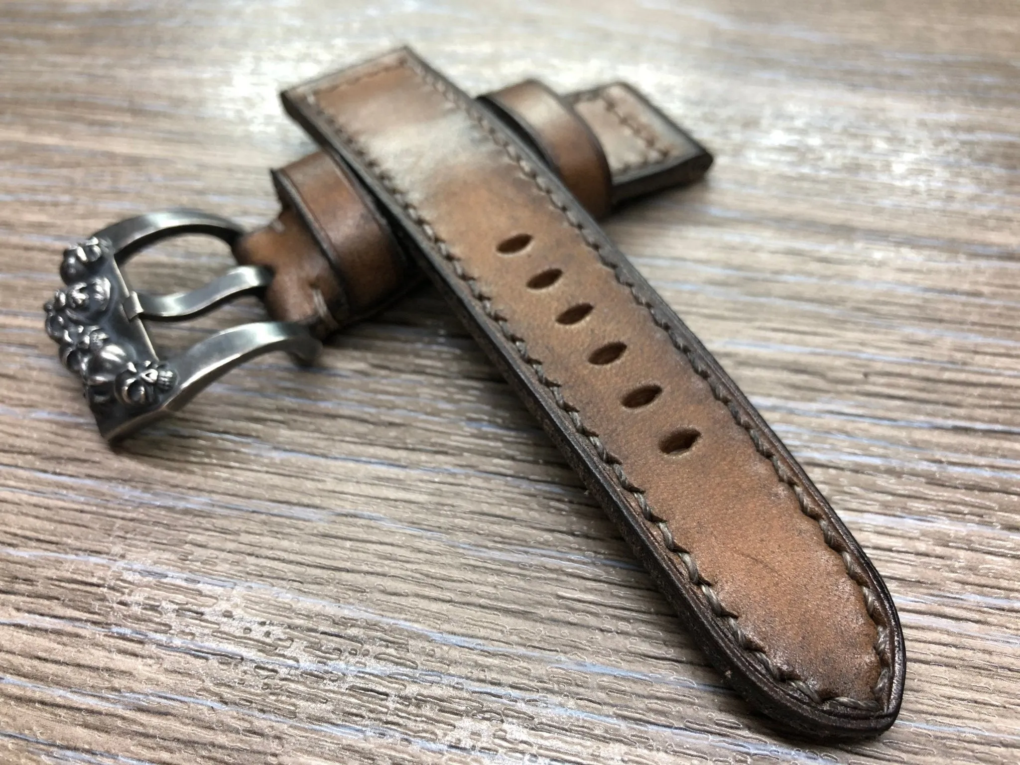Vintage Leather Watch Strap 24mm, Retro Watch Strap 26mm, Ageing Brown Leather Watch Band, 26mm Brown Leather Watch Strap for Vintage Lover