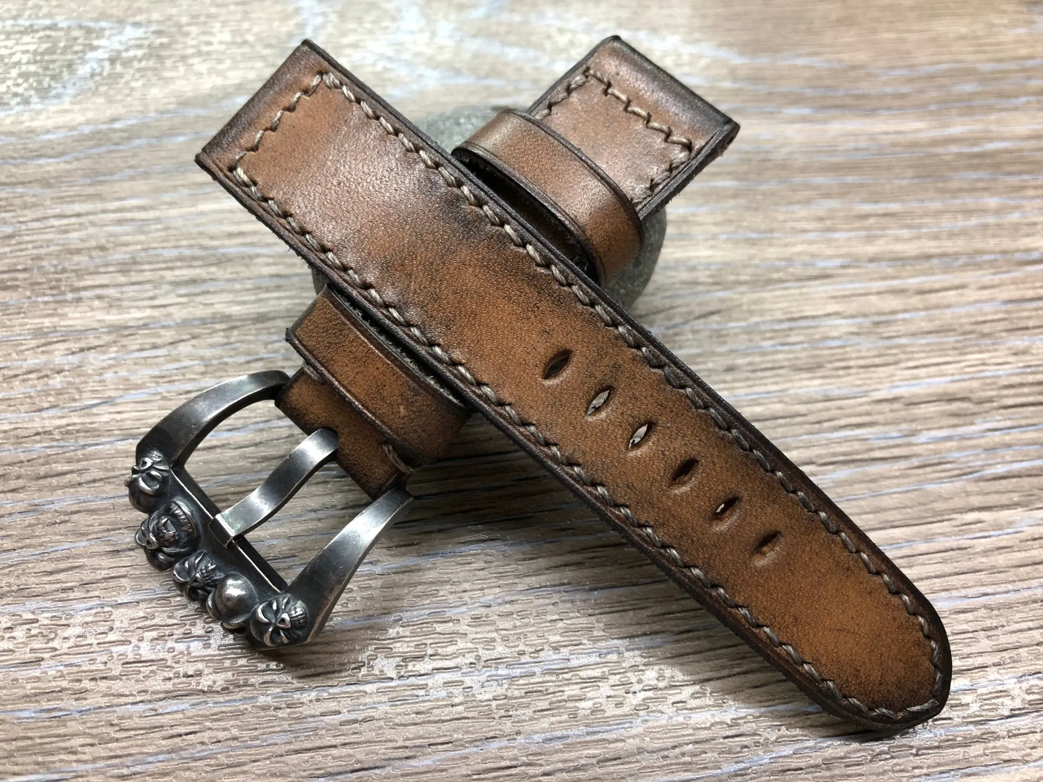Vintage Leather Watch Strap 24mm, Retro Watch Strap 26mm, Ageing Brown Leather Watch Band, 26mm Brown Leather Watch Strap for Vintage Lover