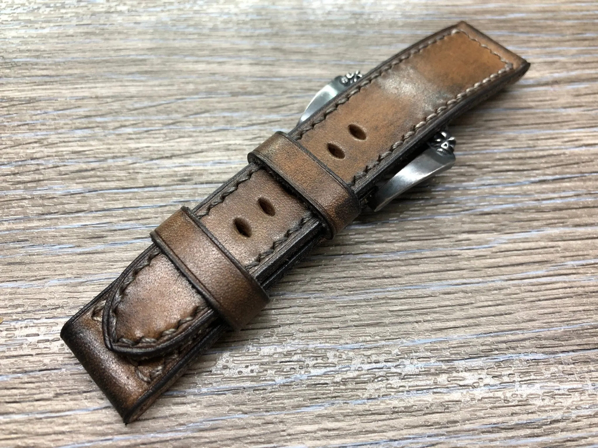 Vintage Leather Watch Strap 24mm, Retro Watch Strap 26mm, Ageing Brown Leather Watch Band, 26mm Brown Leather Watch Strap for Vintage Lover