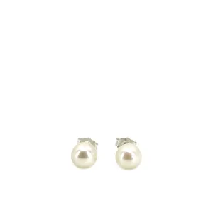Vintage Modern Akoya Saltwater Cultured Pearl Pierced Earrings- Sterling Silver
