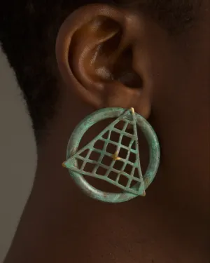 VINTAGE MODERNIST PATINA GRID EARRINGS
