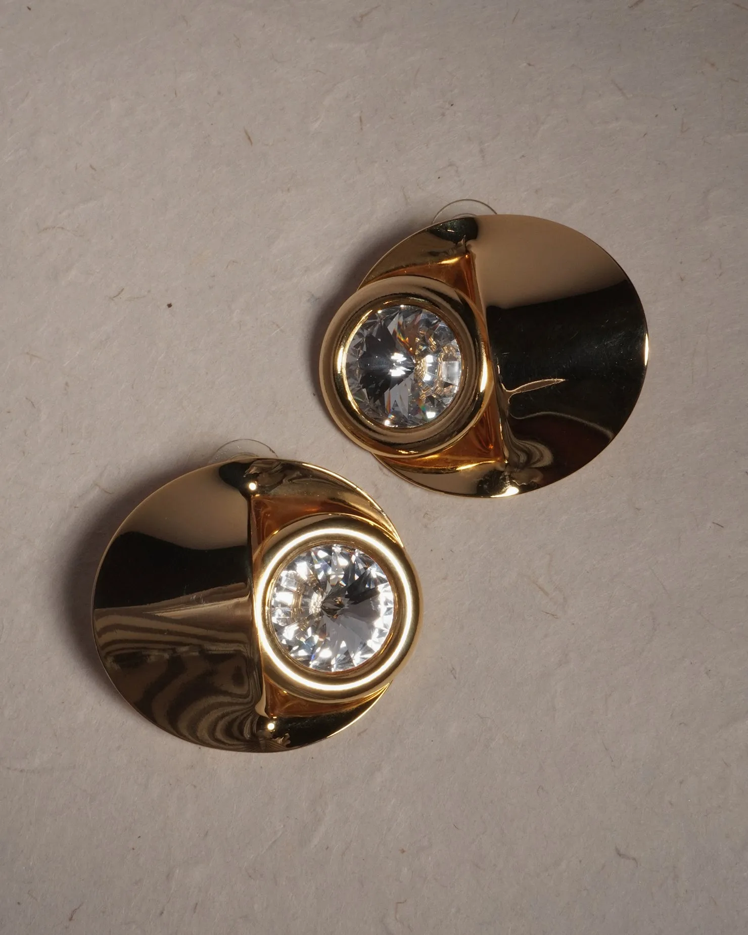 Vintage Modernist Rivoli Disc Earrings