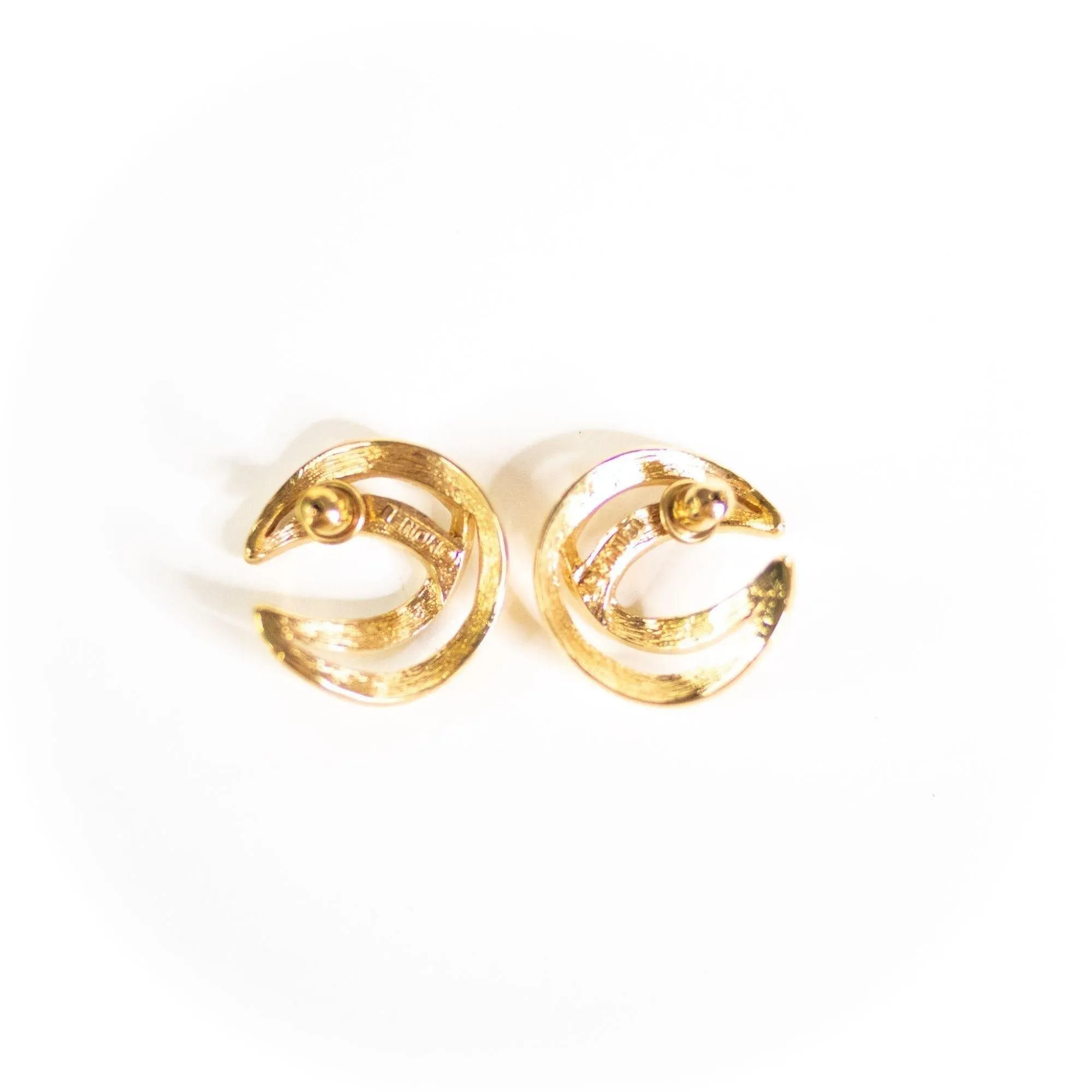 Vintage Monet Gold Crescent Earrings