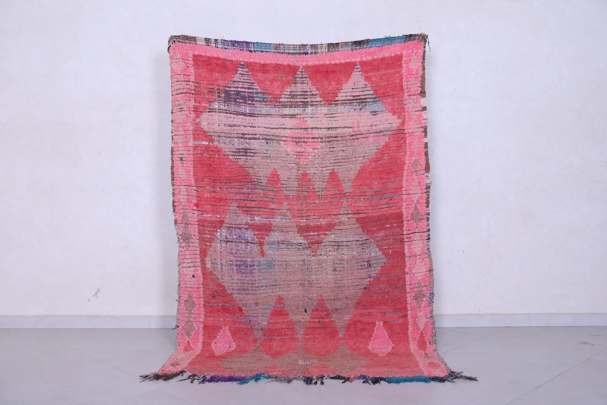 Vintage Moroccan Rug Red - Handwoven 3.4 X 5.8 Feet | Authentic