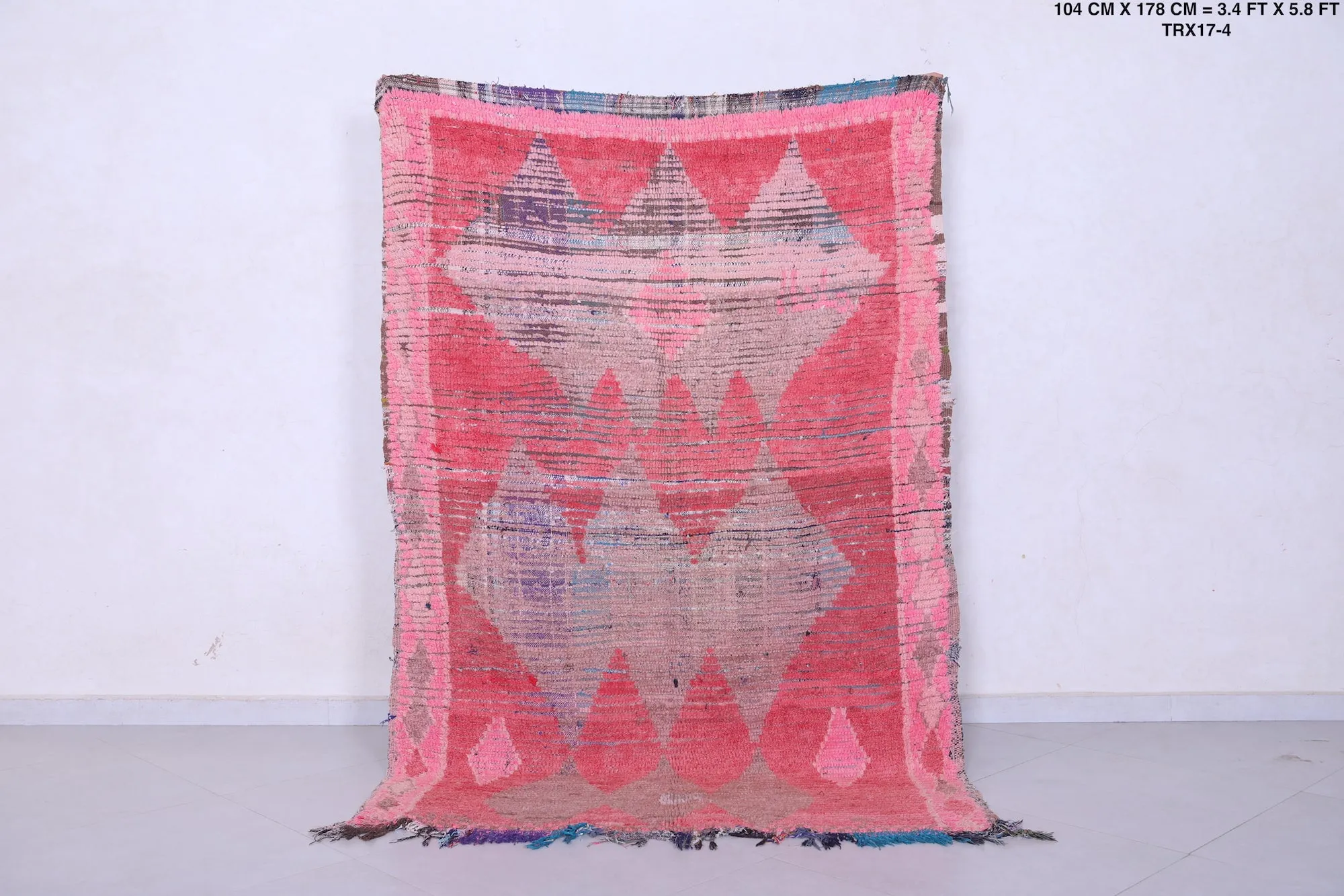 Vintage Moroccan Rug Red - Handwoven 3.4 X 5.8 Feet | Authentic
