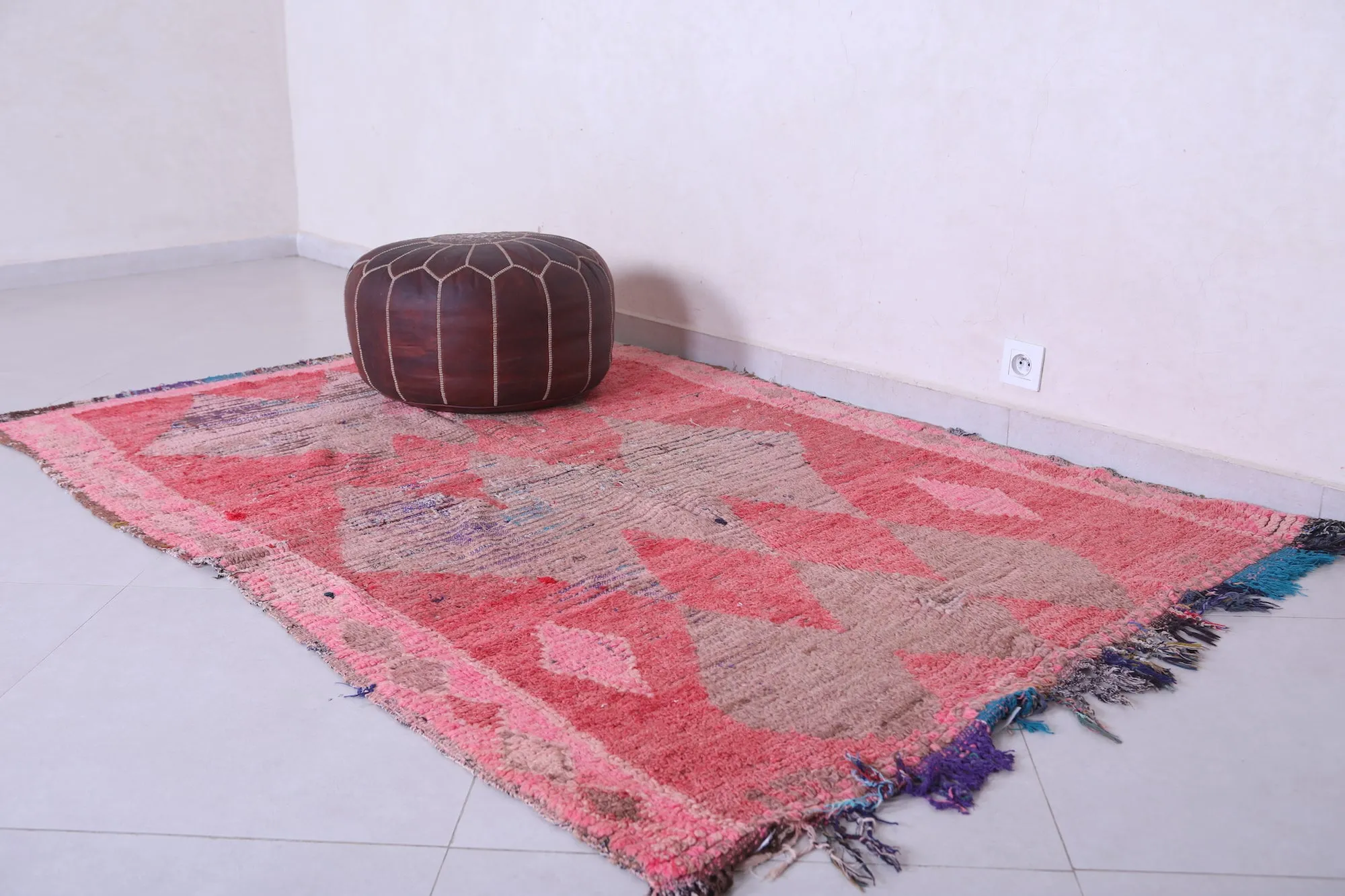Vintage Moroccan Rug Red - Handwoven 3.4 X 5.8 Feet | Authentic