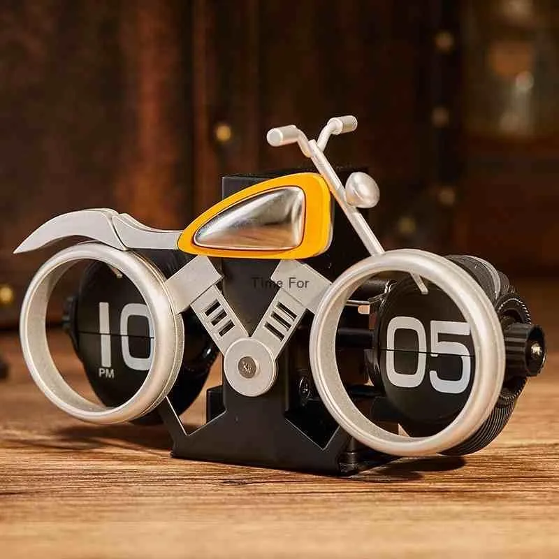 Vintage Motorcycle-Themed Flip Clock