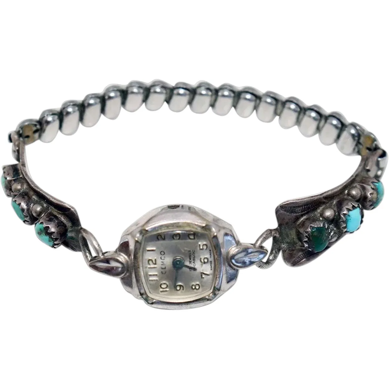 Vintage Native American Silver, Turquoise Cemco Lady's Watch