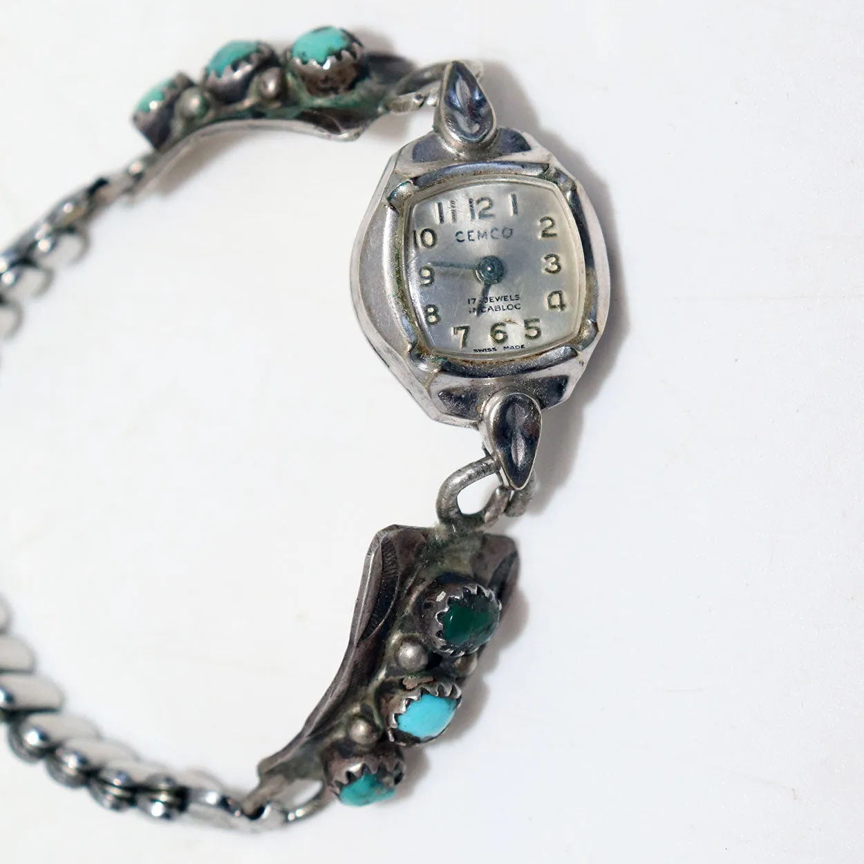 Vintage Native American Silver, Turquoise Cemco Lady's Watch