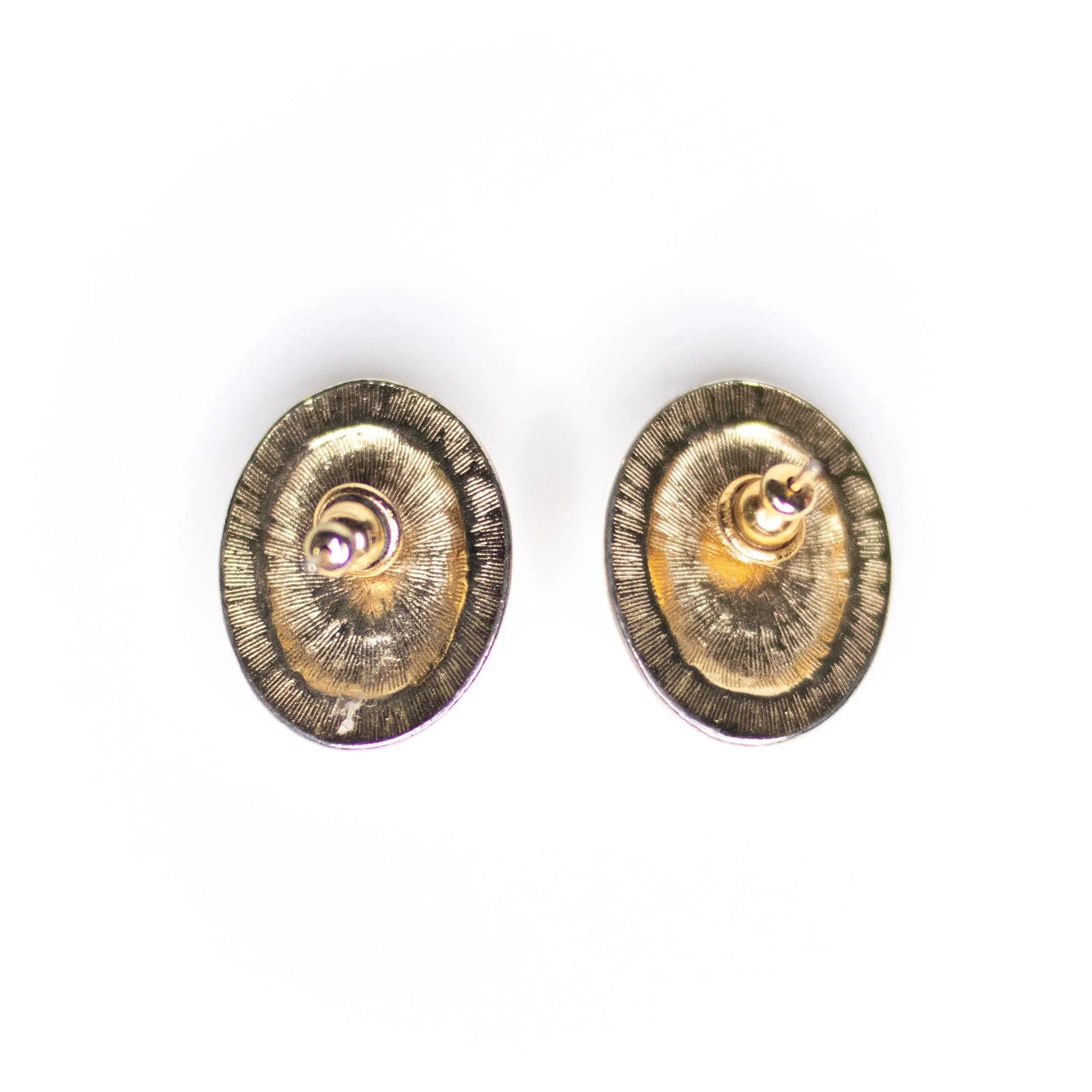 Vintage Oval Pearl and Gold Earrings