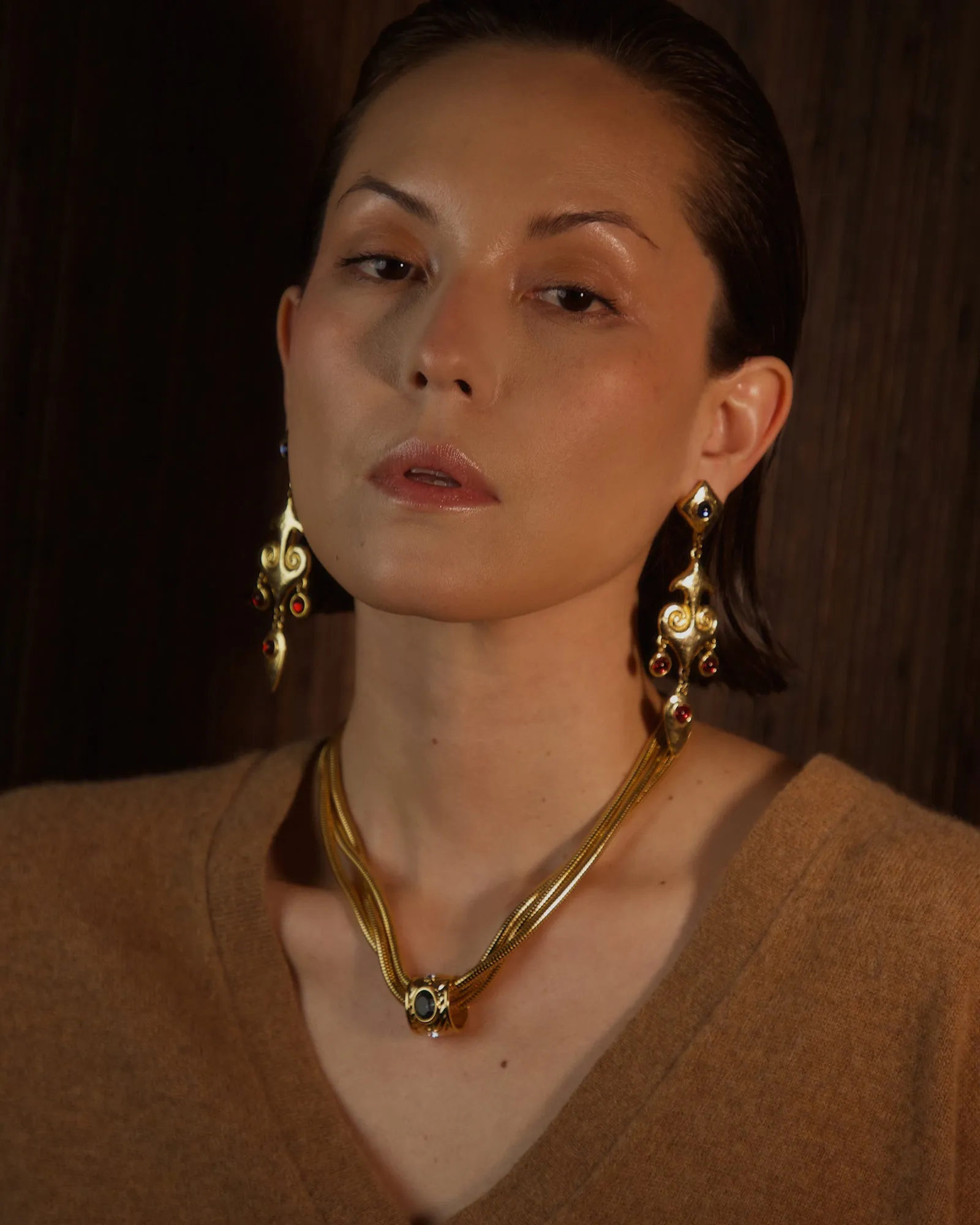 Vintage Red & Blue Cab Drop Earrings
