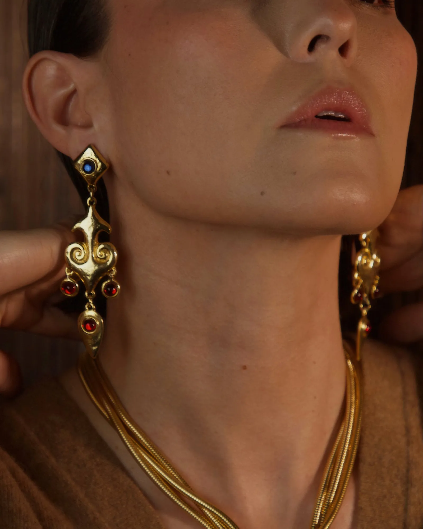 Vintage Red & Blue Cab Drop Earrings