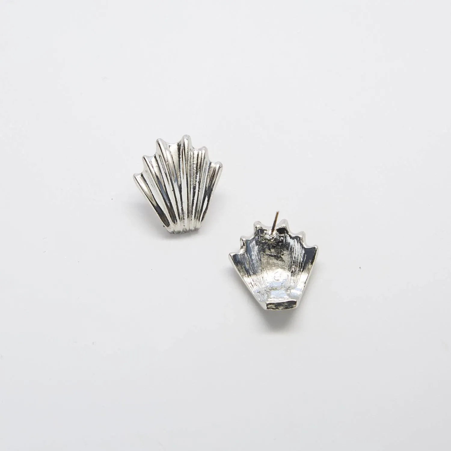 Vintage Scalloped Silver Earrings