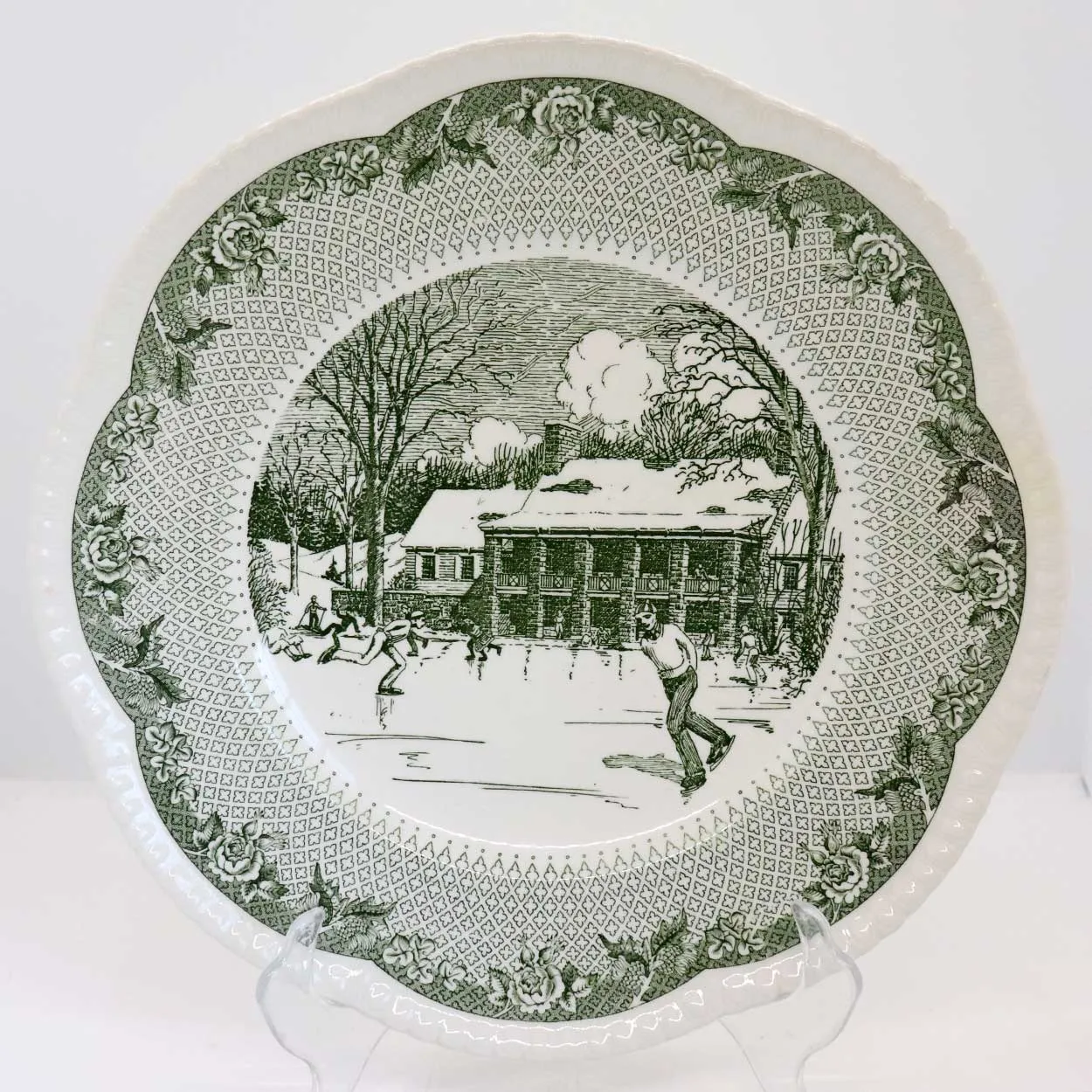Vintage Set of 12 English Wedgwood for Campion China Cauldon Lace Dartmouth College Plates