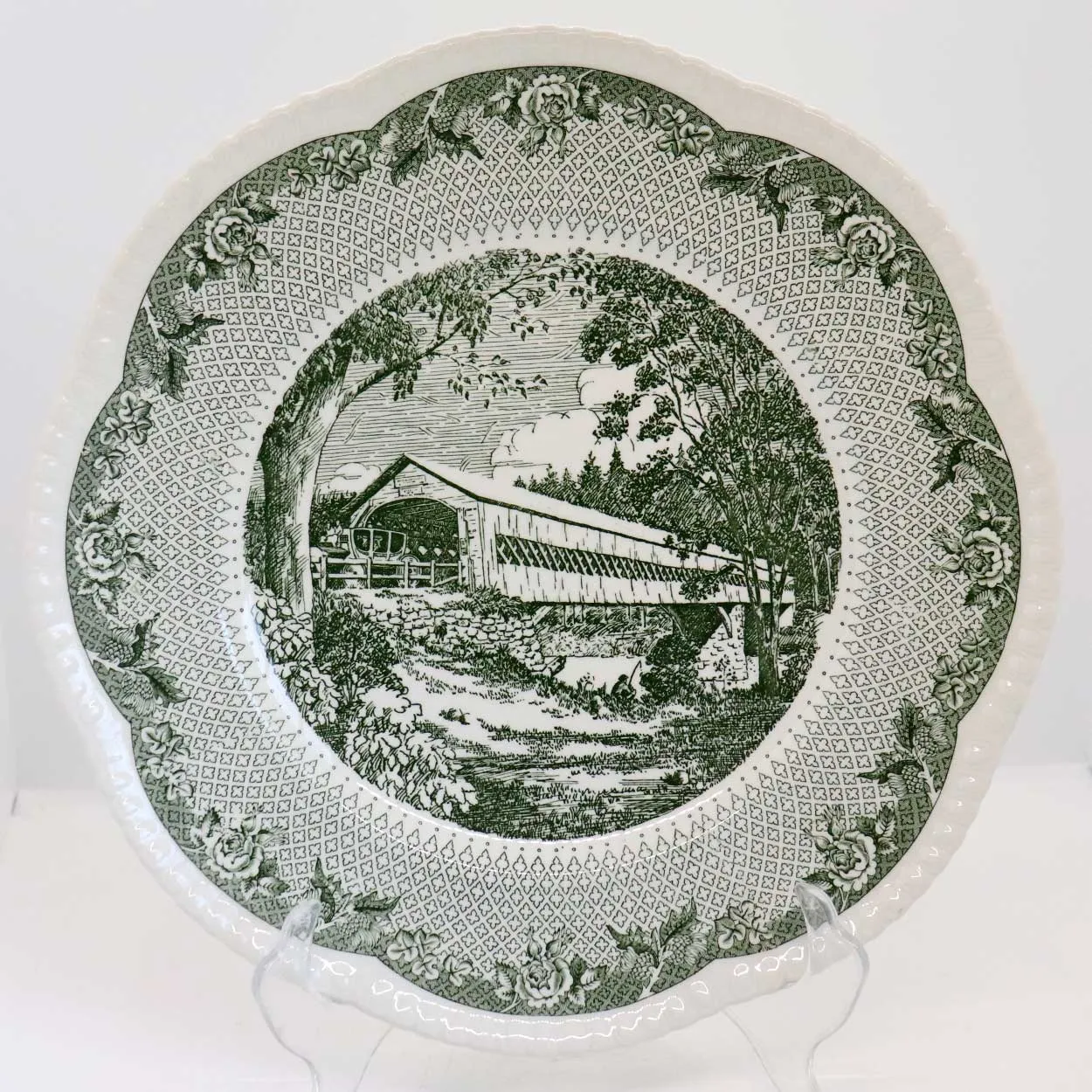 Vintage Set of 12 English Wedgwood for Campion China Cauldon Lace Dartmouth College Plates