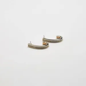 Vintage Silver CZ Oval Hoop Earrings