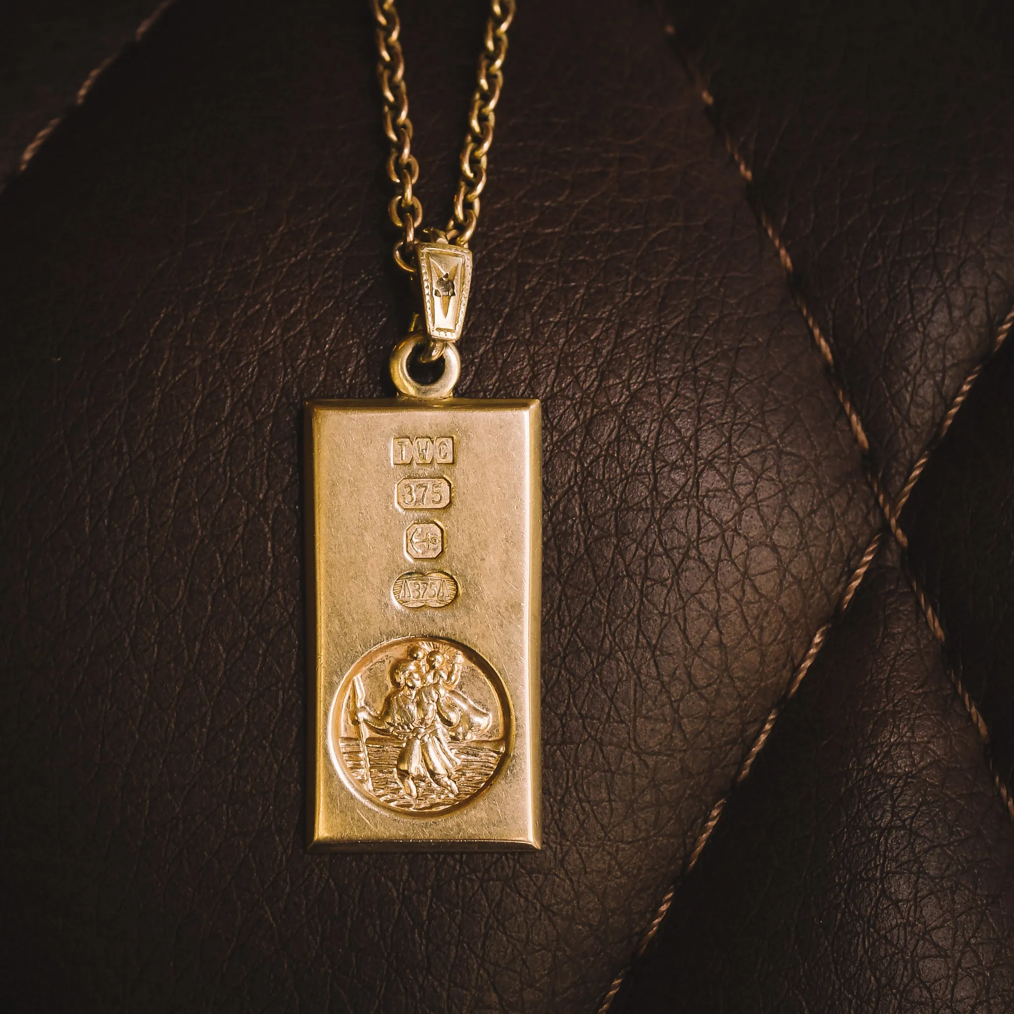 Vintage St Christopher Gold Ingot Pendant