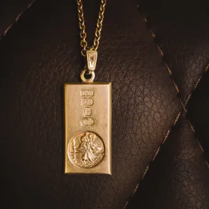 Vintage St Christopher Gold Ingot Pendant