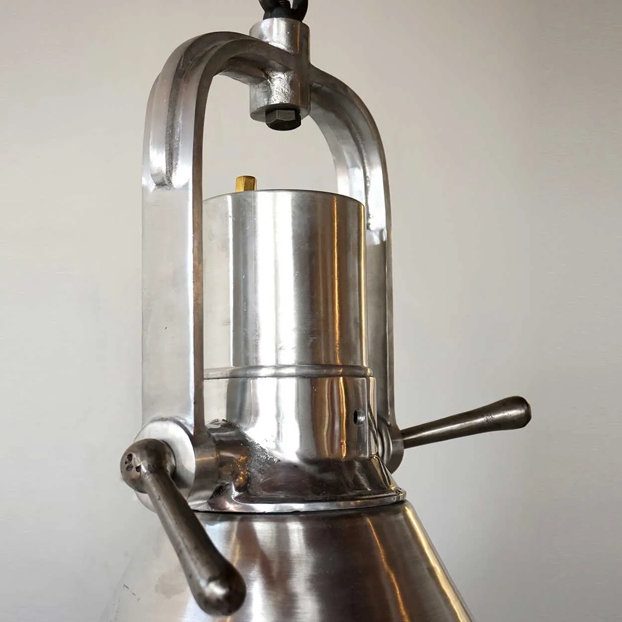Vintage Style Industrial Heavy Aluminum and Brass Ship Cargo Hanging Pendant Light