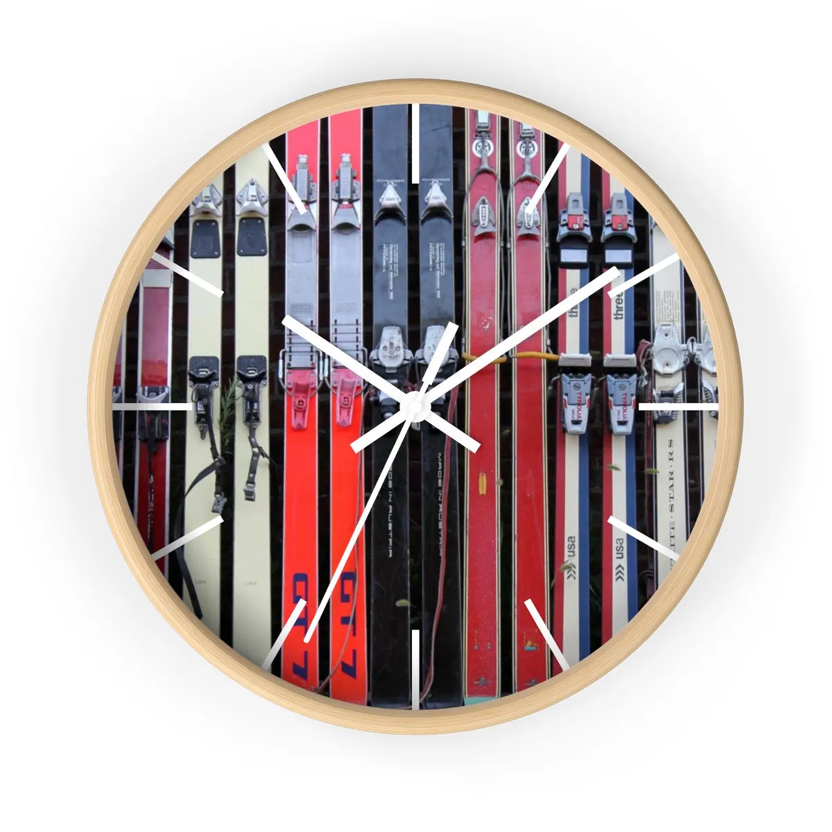 Wall Clock - Vintage Skis