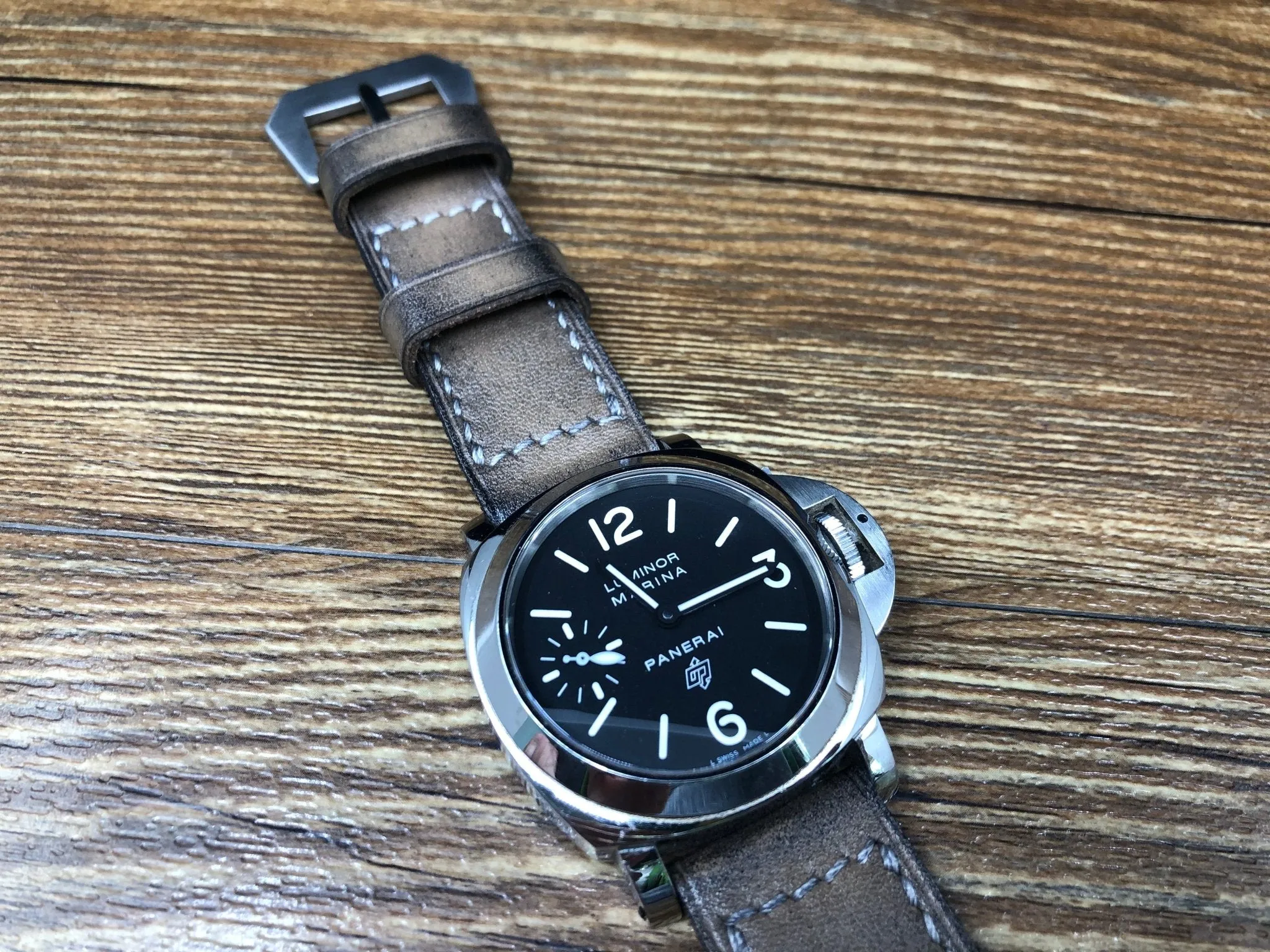Watch Strap 24mm 26mm, Retro Genuine Leather Watch Band, Aged Beige Leather Watch Band, Mens Wristwatch Band, Valentines Day Gift Ideas