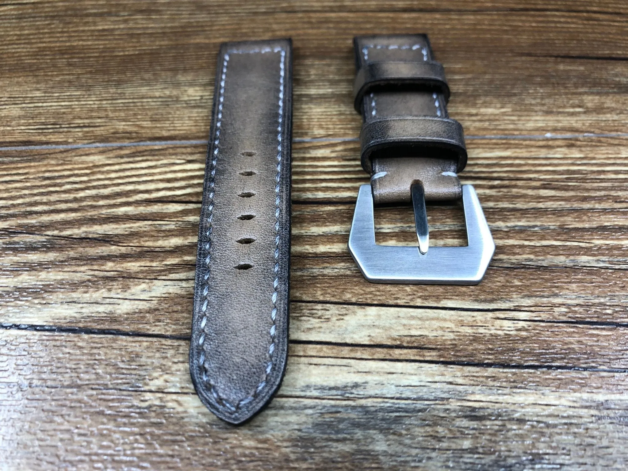 Watch Strap 24mm 26mm, Retro Genuine Leather Watch Band, Aged Beige Leather Watch Band, Mens Wristwatch Band, Valentines Day Gift Ideas