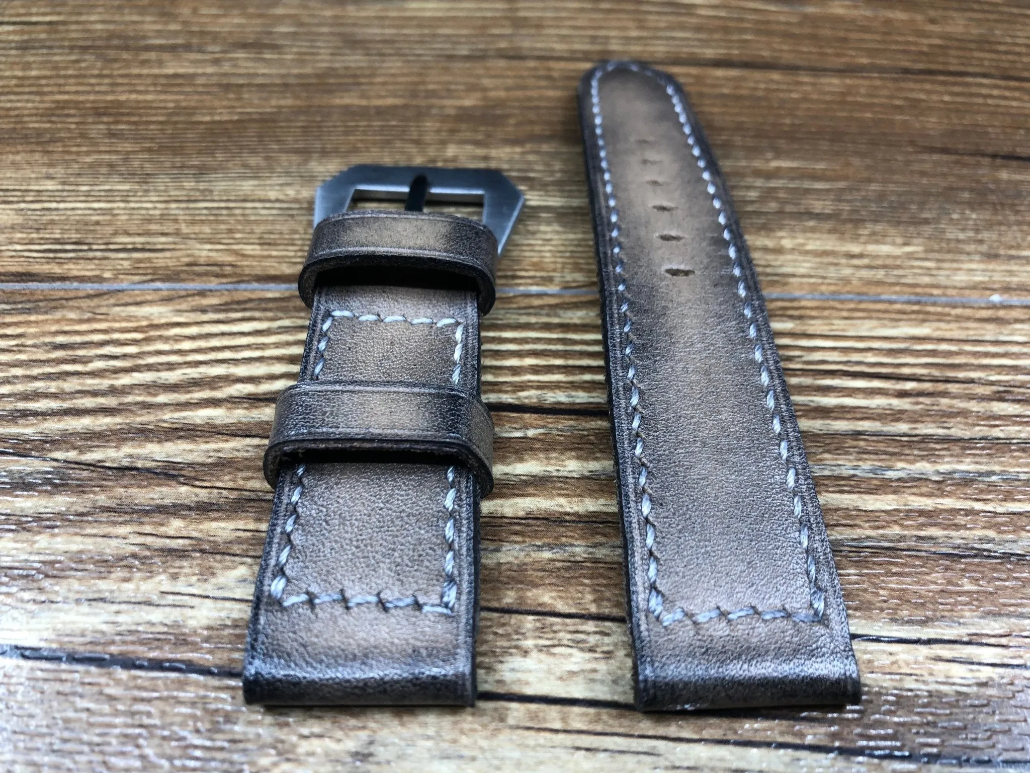 Watch Strap 24mm 26mm, Retro Genuine Leather Watch Band, Aged Beige Leather Watch Band, Mens Wristwatch Band, Valentines Day Gift Ideas