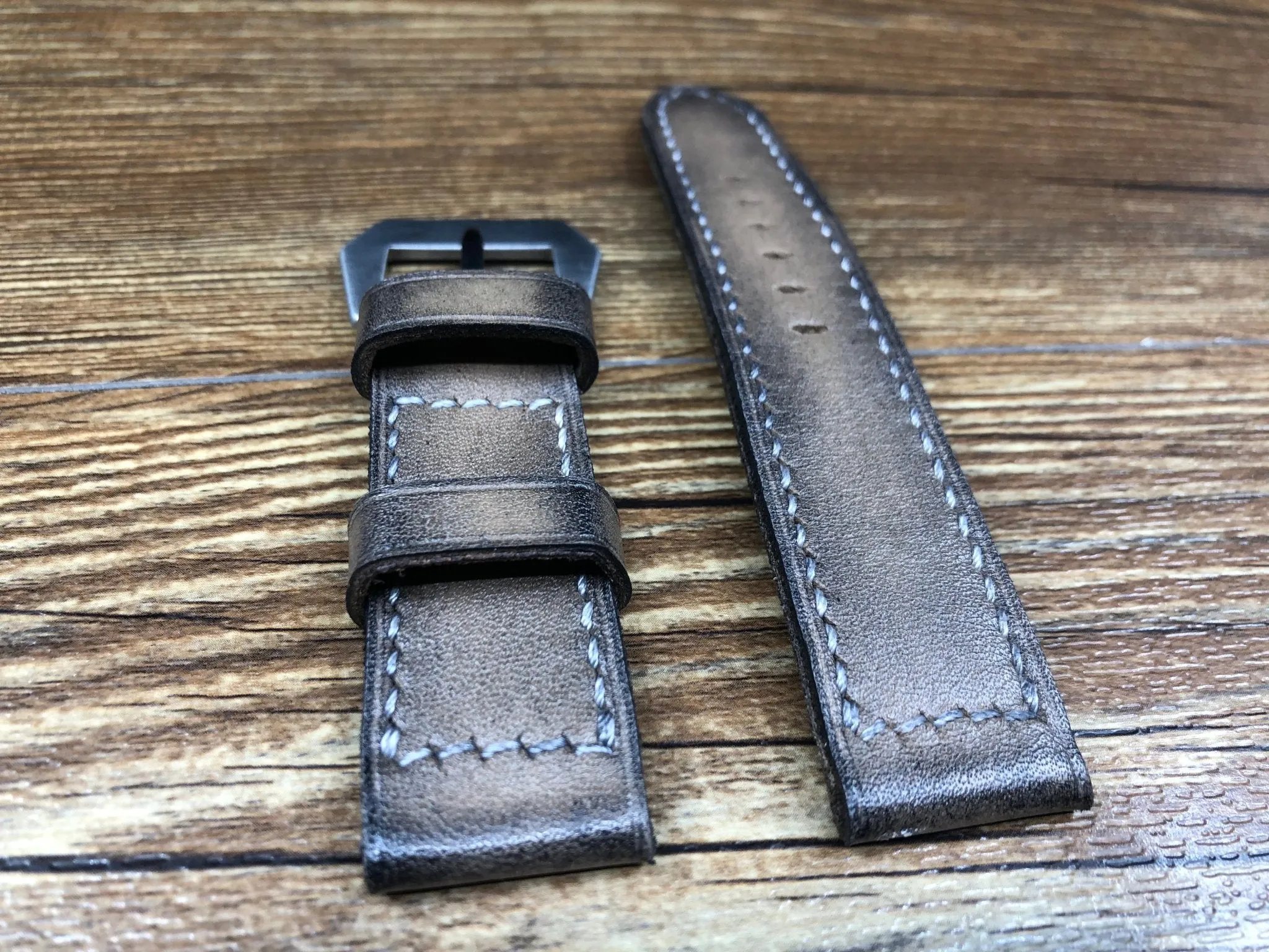 Watch Strap 24mm 26mm, Retro Genuine Leather Watch Band, Aged Beige Leather Watch Band, Mens Wristwatch Band, Valentines Day Gift Ideas