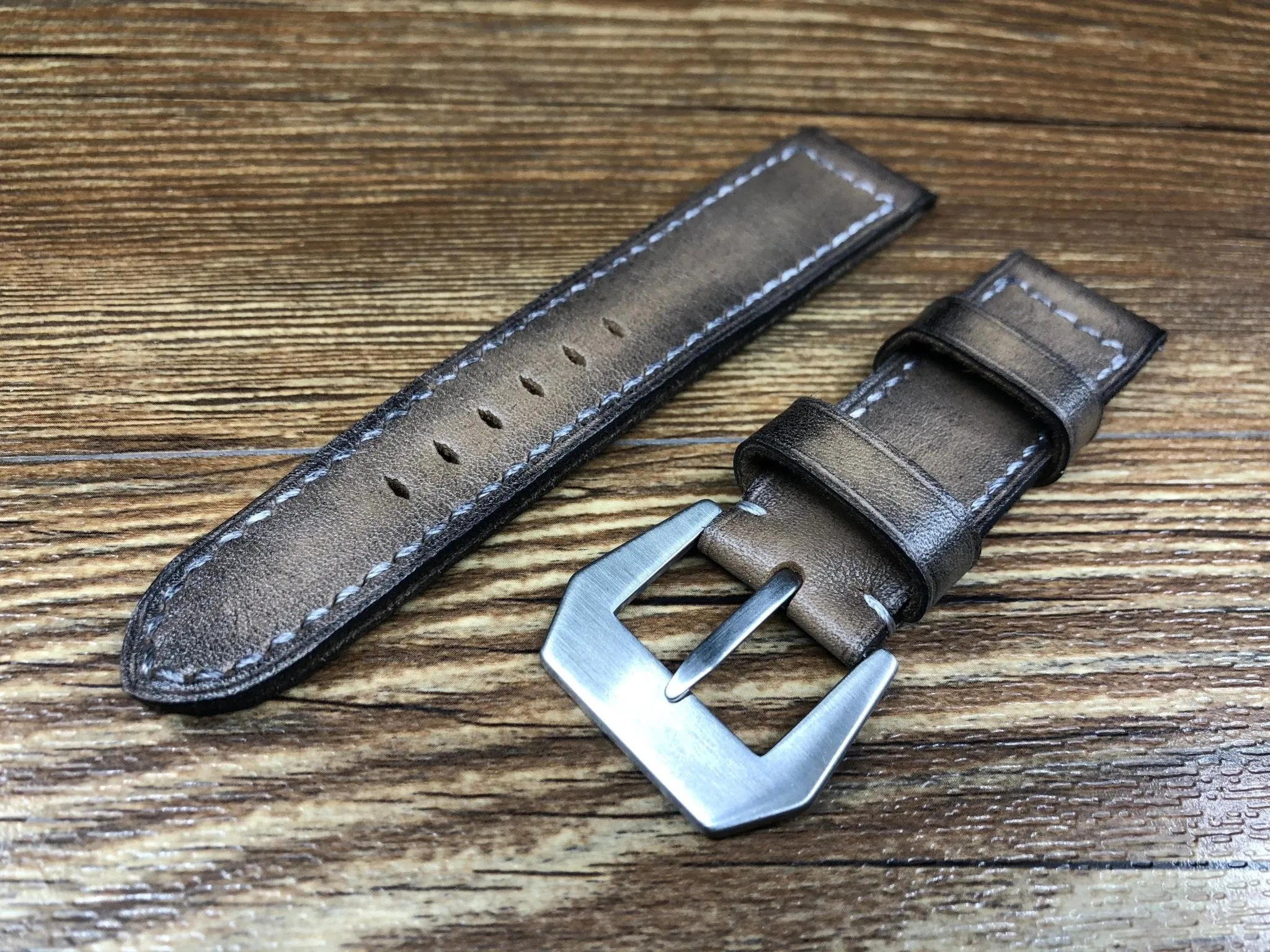 Watch Strap 24mm 26mm, Retro Genuine Leather Watch Band, Aged Beige Leather Watch Band, Mens Wristwatch Band, Valentines Day Gift Ideas