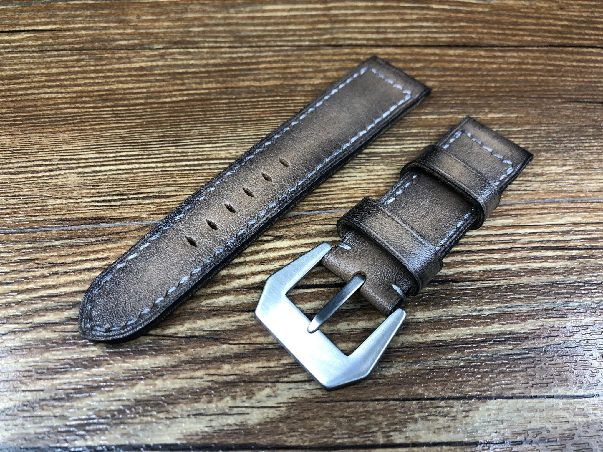 Watch Strap 24mm 26mm, Retro Genuine Leather Watch Band, Aged Beige Leather Watch Band, Mens Wristwatch Band, Valentines Day Gift Ideas