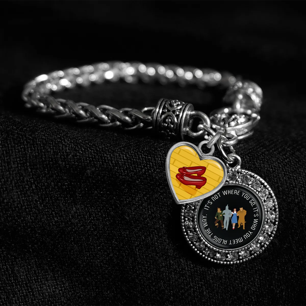 Who You Meet Along The Way Silver Braided Clasp Charm Bracelet