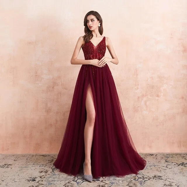 Women Sexy Tulle Long Prom Dresses