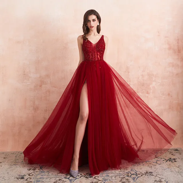 Women Sexy Tulle Long Prom Dresses