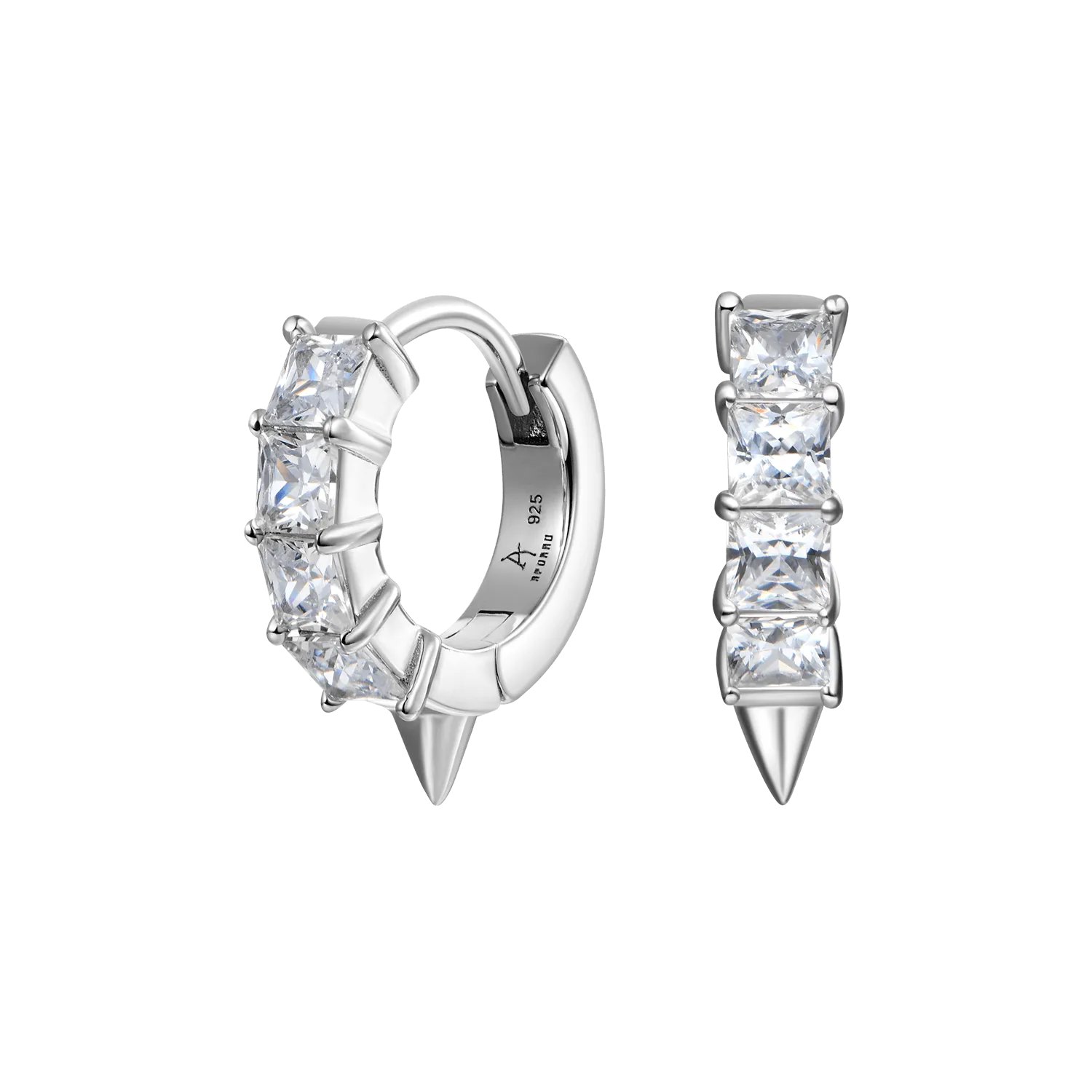 Women's Princess Cut Spike Hoop Earrings - Pair