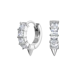 Women's Princess Cut Spike Hoop Earrings - Pair