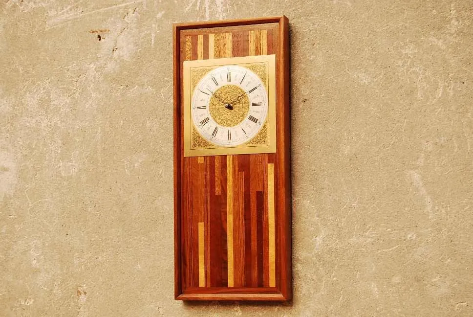 Wood Rectangular Butcher Block Wall Clock