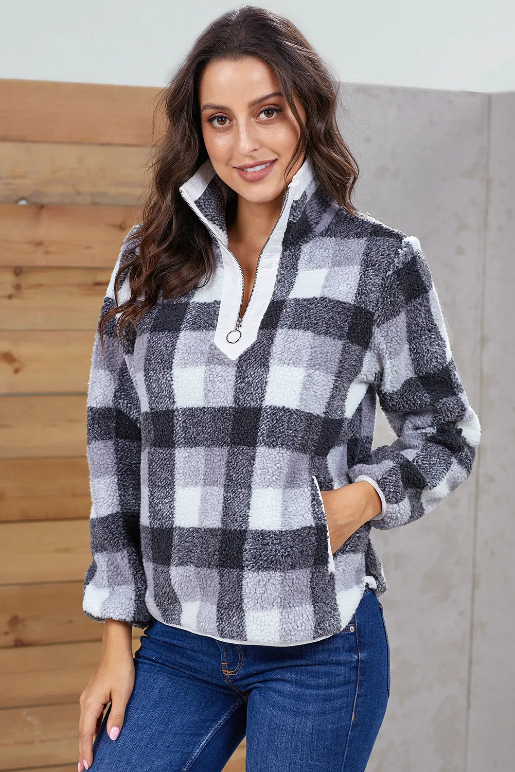 Zip Neck Furry Sweatshirt