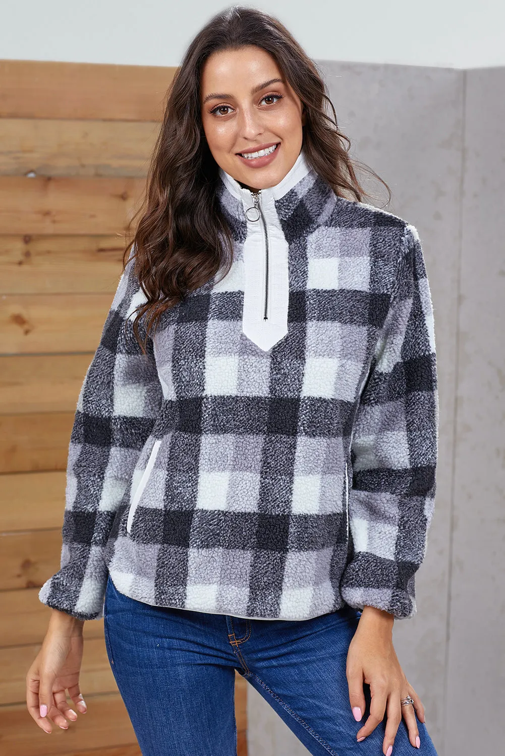 Zip Neck Furry Sweatshirt