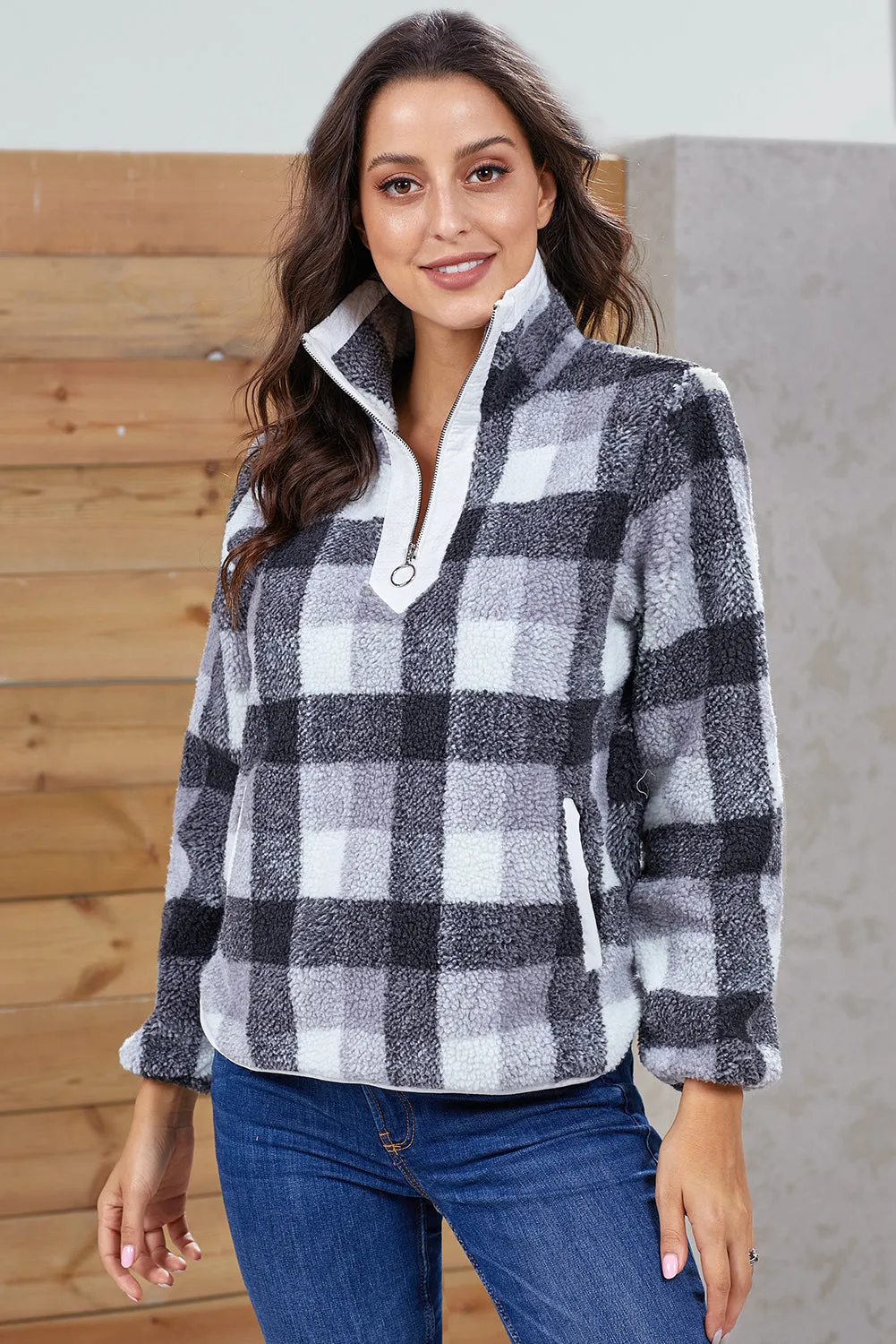 Zip Neck Furry Sweatshirt